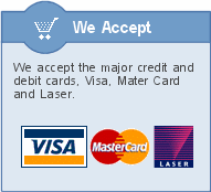 We accept the major credit and debit cards, Visa, Mater Card and Laser.